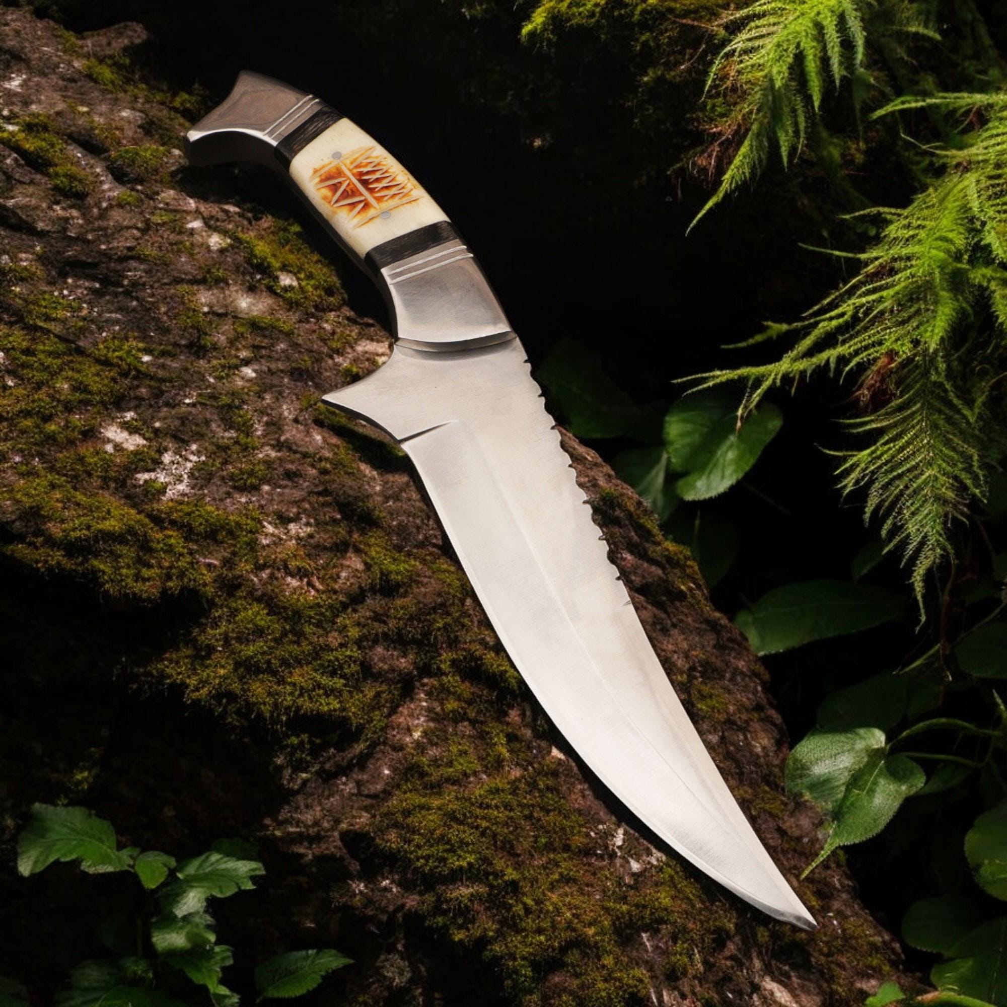 Handmade 12" Stainless Steel Hunting Knife Camel Bone Handle SS Pins Bolster Bushcraft Outdoor Knife Gift Kitchen Cutlery Craft Chef Knives