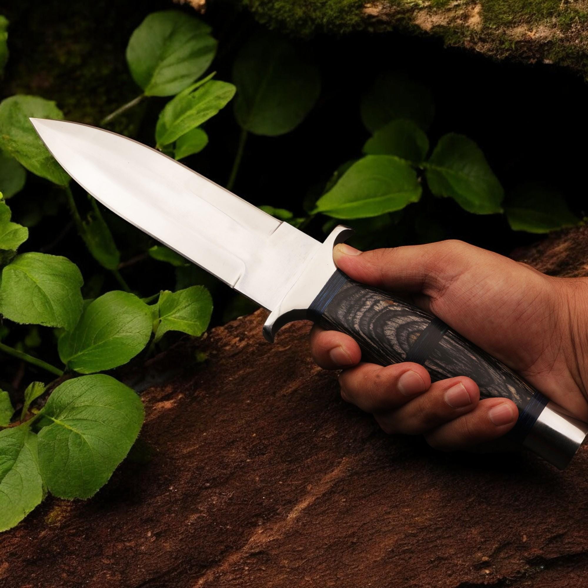 HandForged 13" Stainless Steel Dagger Knife Pakka Wood Handle Outdoor Survival Hunting Gift Bushcraft Fishing Craft Kitchen Knives Cutlery