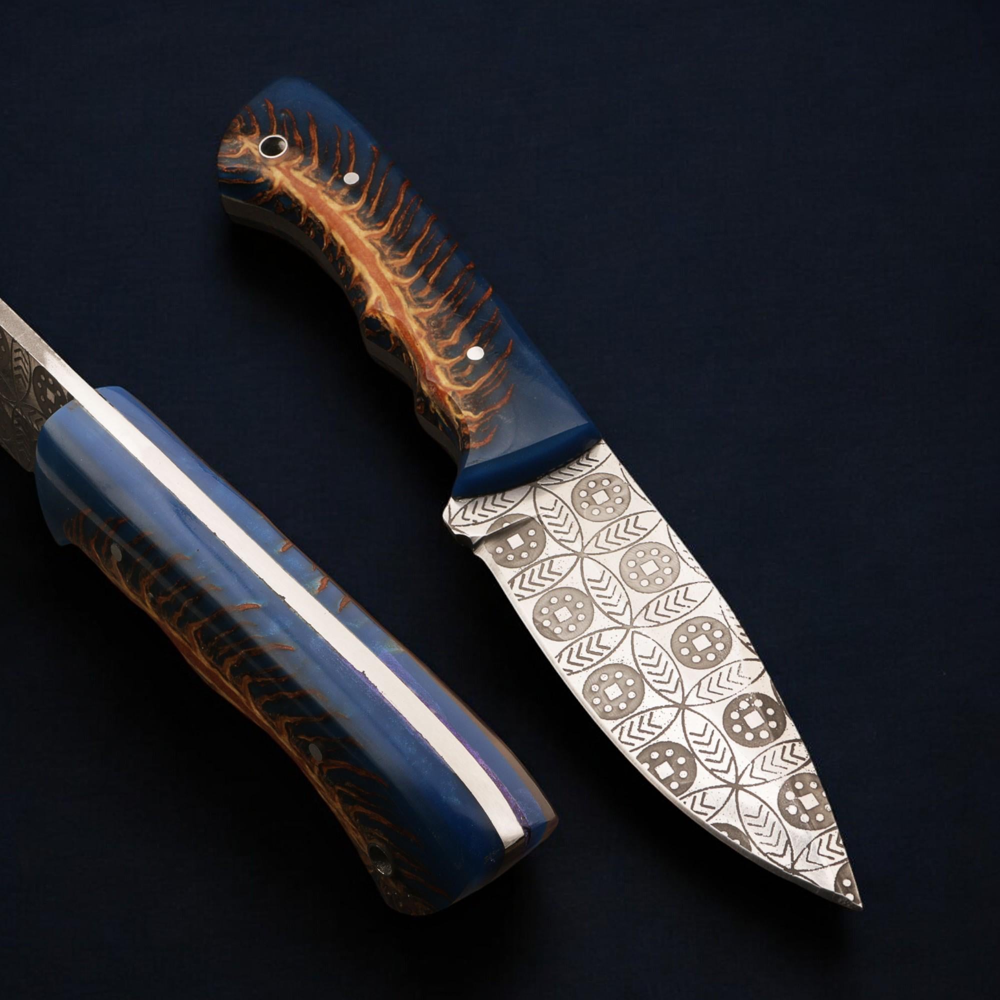 Handmade Damascus Hunting Knife 9" Resin Handle Full Tang Outdoor Camping Survival Bushcraft Fishing Blade Kitchen Cutlery Gift Craft Knives