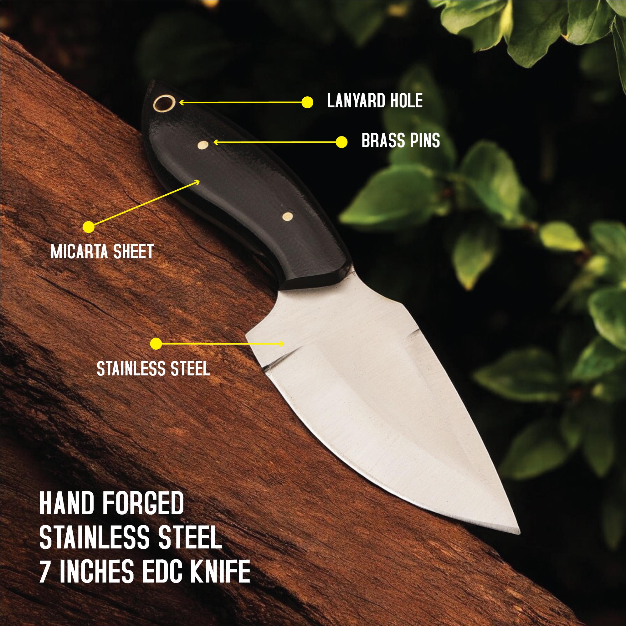 7" Handmade Skinner EDC Knife Stainless Steel Blade Micarta Handle Compact Outdoor Hunting Camping Fishing Kitchen Knives Cutlery Gift Craft