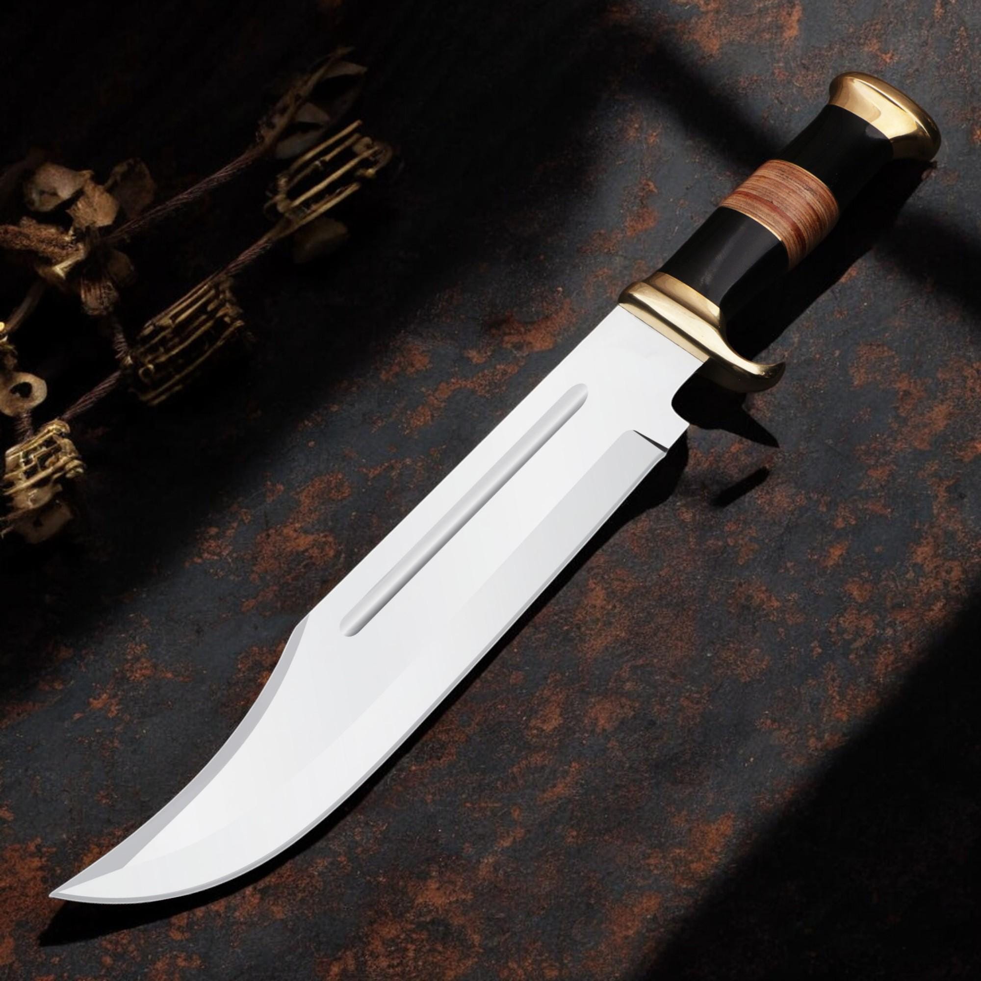 Crocodile Dundee Bowie Knife HandForged 18" Stainless Steel Blade Bull Horn Handle Hunting Camping Bushcraft Fishing Kitchen Knives Gift EDC