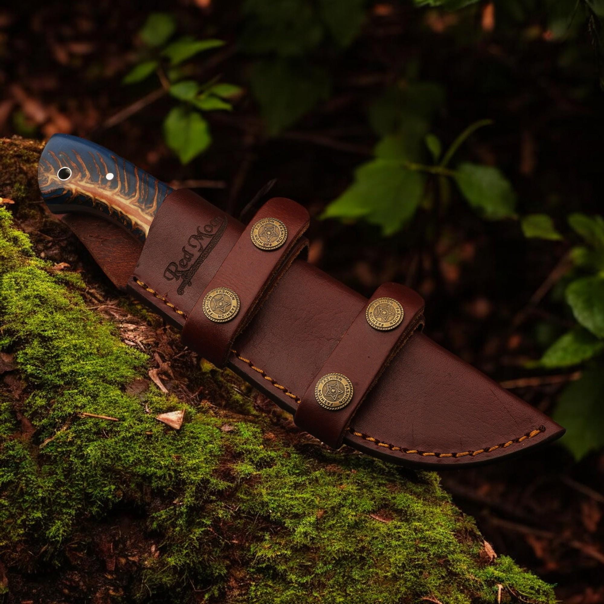 Handmade Damascus Hunting Knife 9" Resin Handle Full Tang Outdoor Camping Survival Bushcraft Fishing Blade Kitchen Cutlery Gift Craft Knives