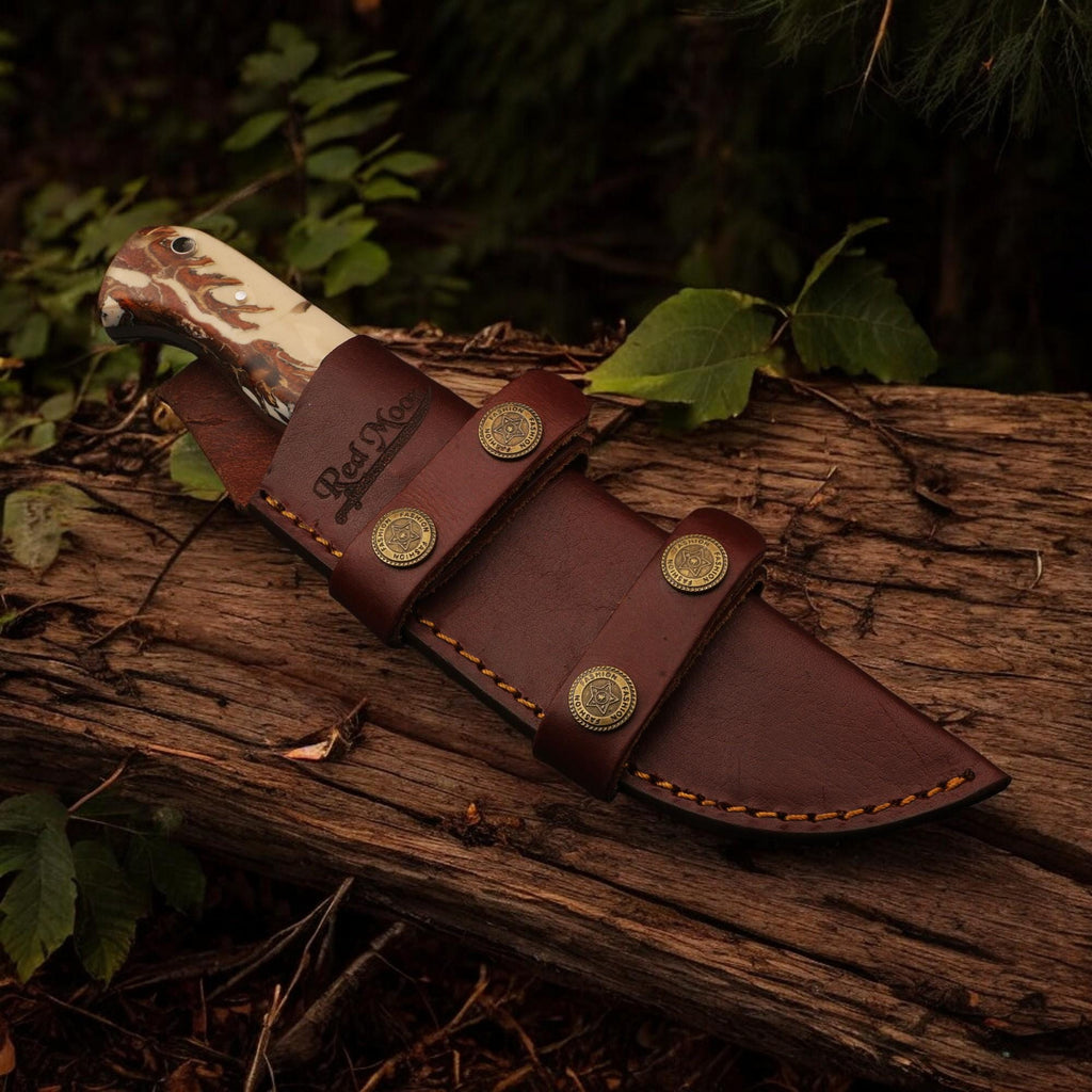 9.5" HandForged Stainless Steel Hunting Knife with Resin Handle and Silver Pins Bushcraft Outdoor Camping Fishing Knives Kitchen Cutlery EDC