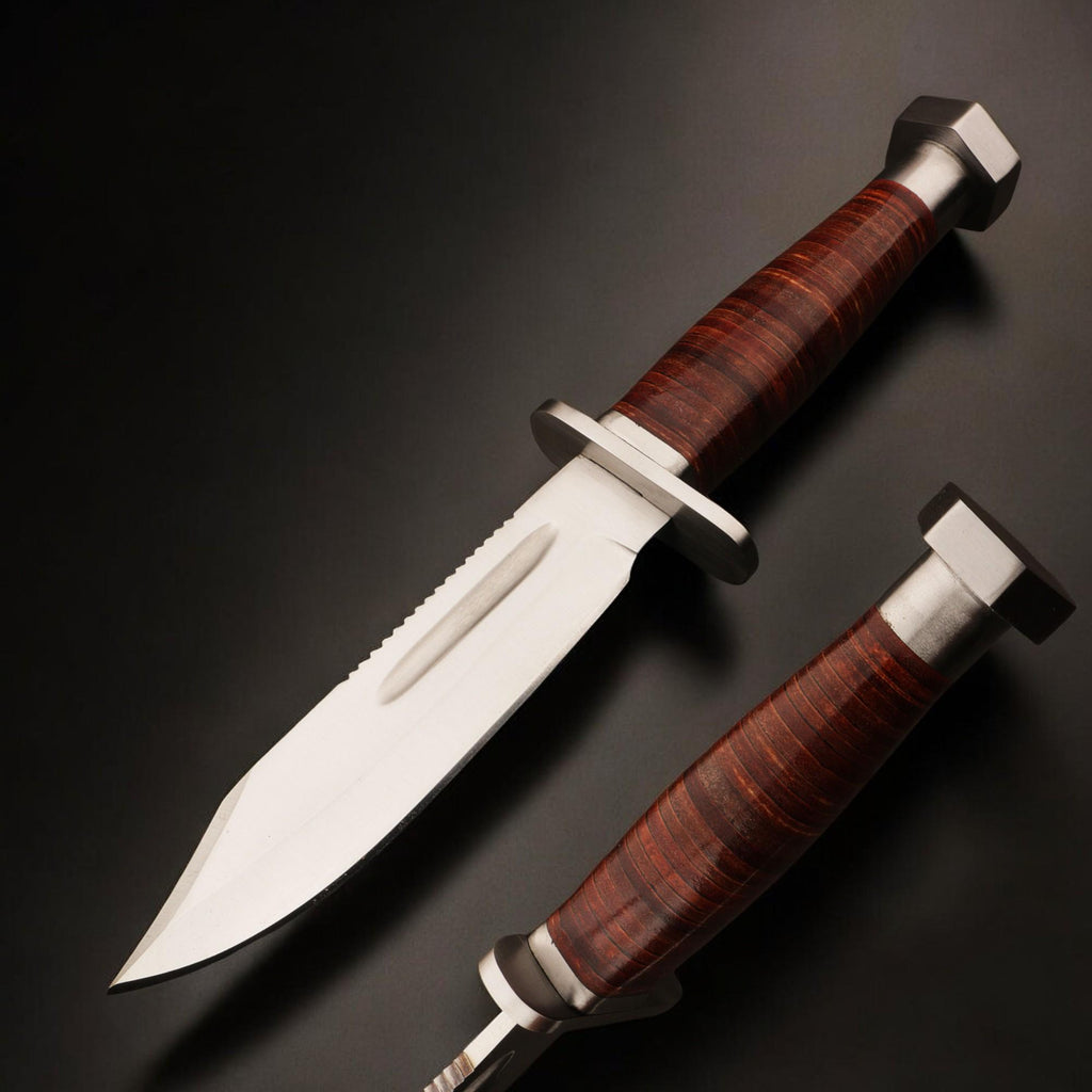 Hunting Knife 11.5" HandForged Stainless Steel Leather Handle & Sheath Blade for Camping Bushcraft Knives Skinning Fishing Craft Outdoor EDC