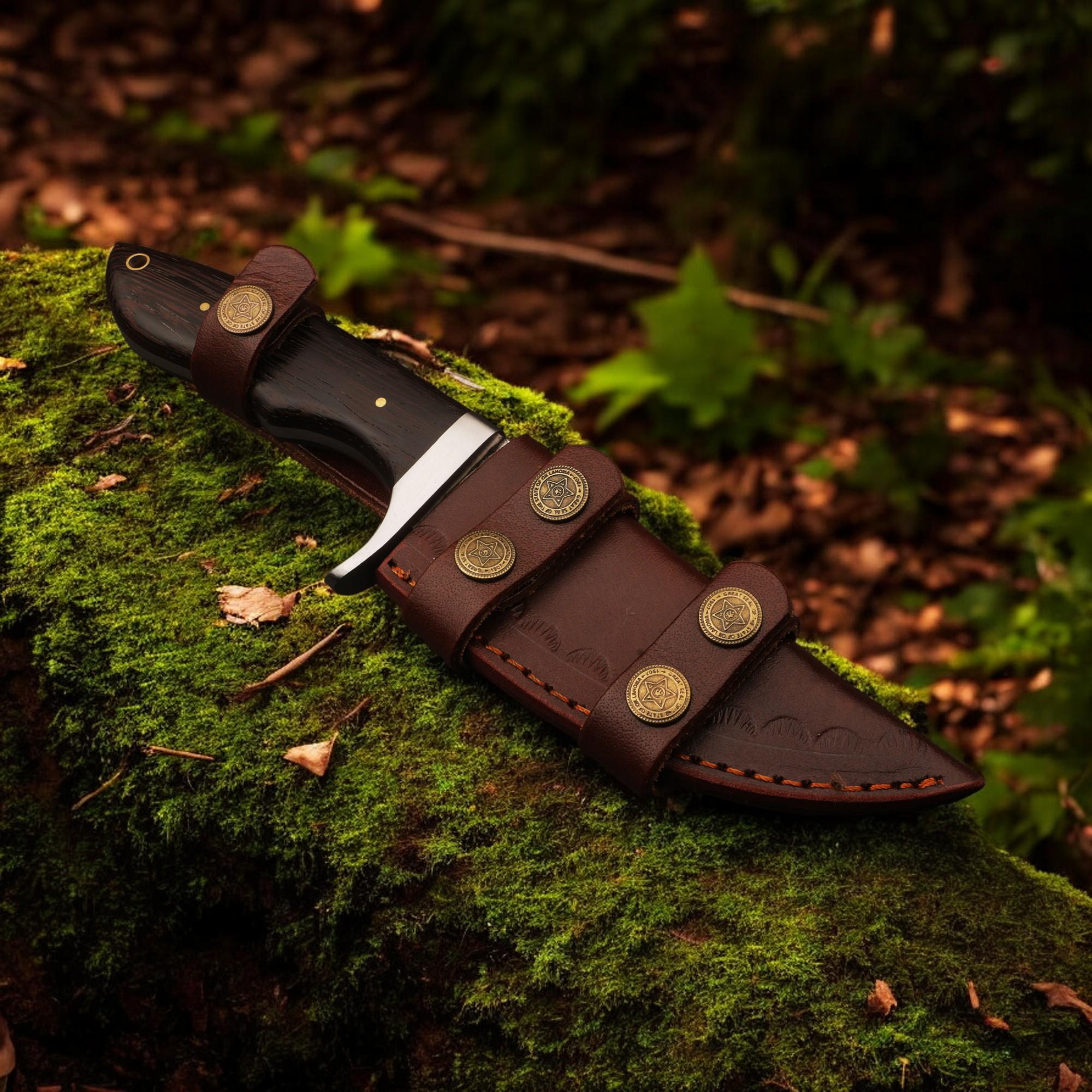 Handmade Hunting Knife 10"  Wenge Wood Handle Skinner EDC Chef GiftOutdoor Cutlery Camping Kitchen Knives Bushcraft Fishing Craft Cookware