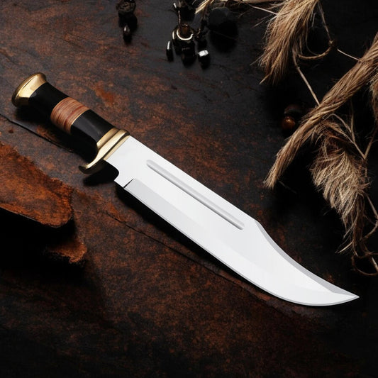 Crocodile Dundee Bowie Knife HandForged 18" Stainless Steel Blade Bull Horn Handle Hunting Camping Bushcraft Fishing Kitchen Knives Gift EDC