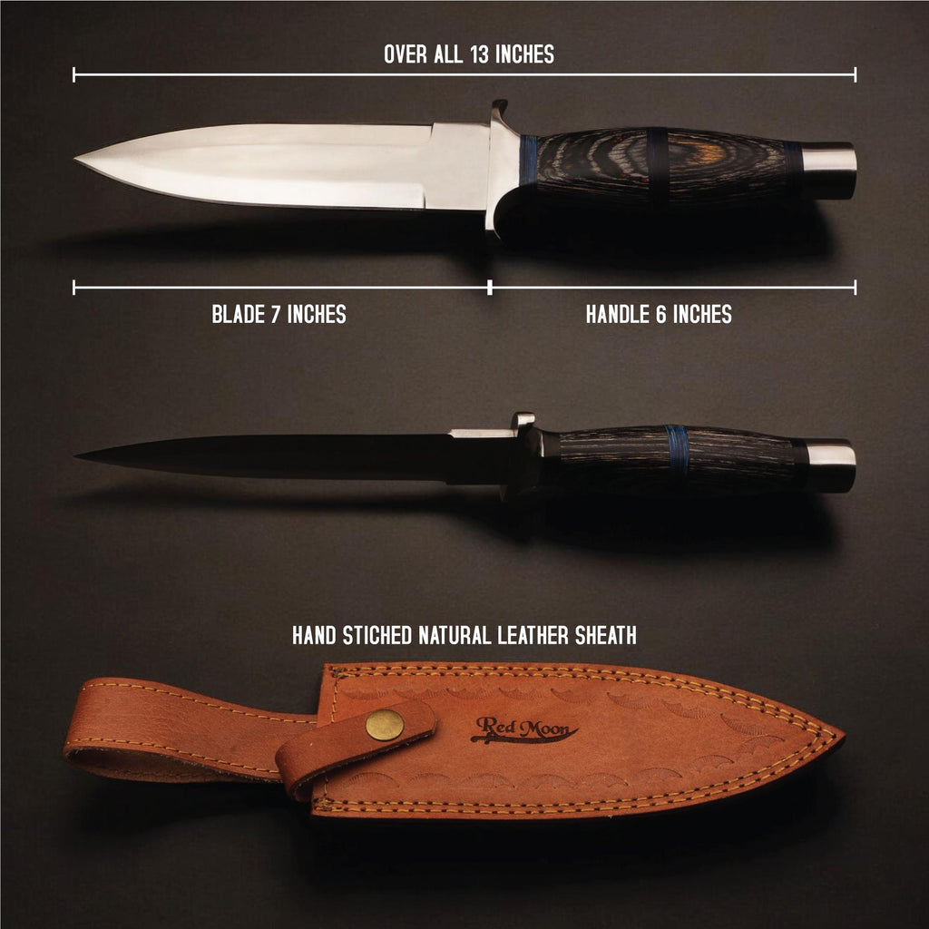 HandForged 13" Stainless Steel Dagger Knife Pakka Wood Handle Outdoor Survival Hunting Gift Bushcraft Fishing Craft Kitchen Knives Cutlery