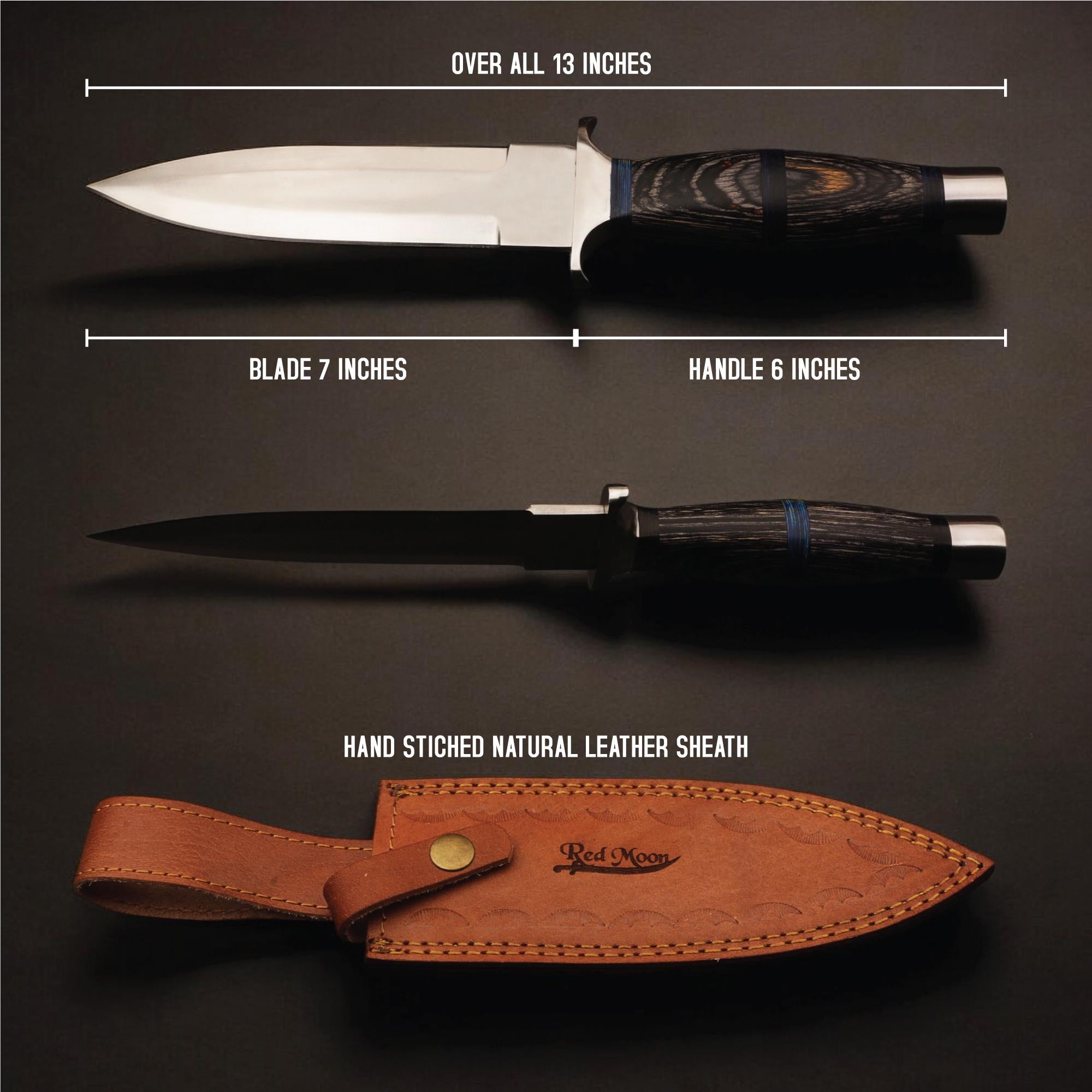 HandForged 13" Stainless Steel Dagger Knife Pakka Wood Handle Outdoor Survival Hunting Gift Bushcraft Fishing Craft Kitchen Knives Cutlery