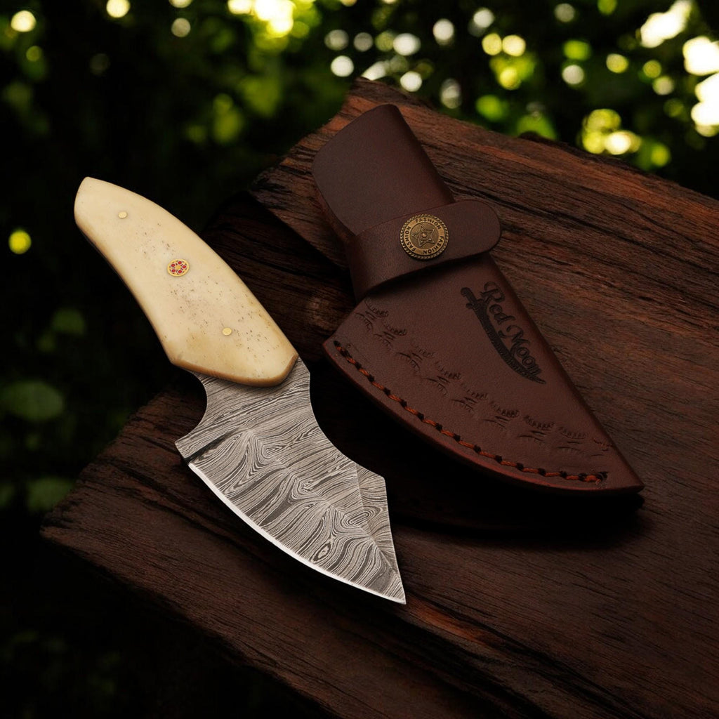 Handmade Damascus Steel Skinner EDC Knife 7 Camel Bone Handle Outdoor Camping Hunting Bushcraft Gift Kitchen Knives Cutlery Gift Chef Craft