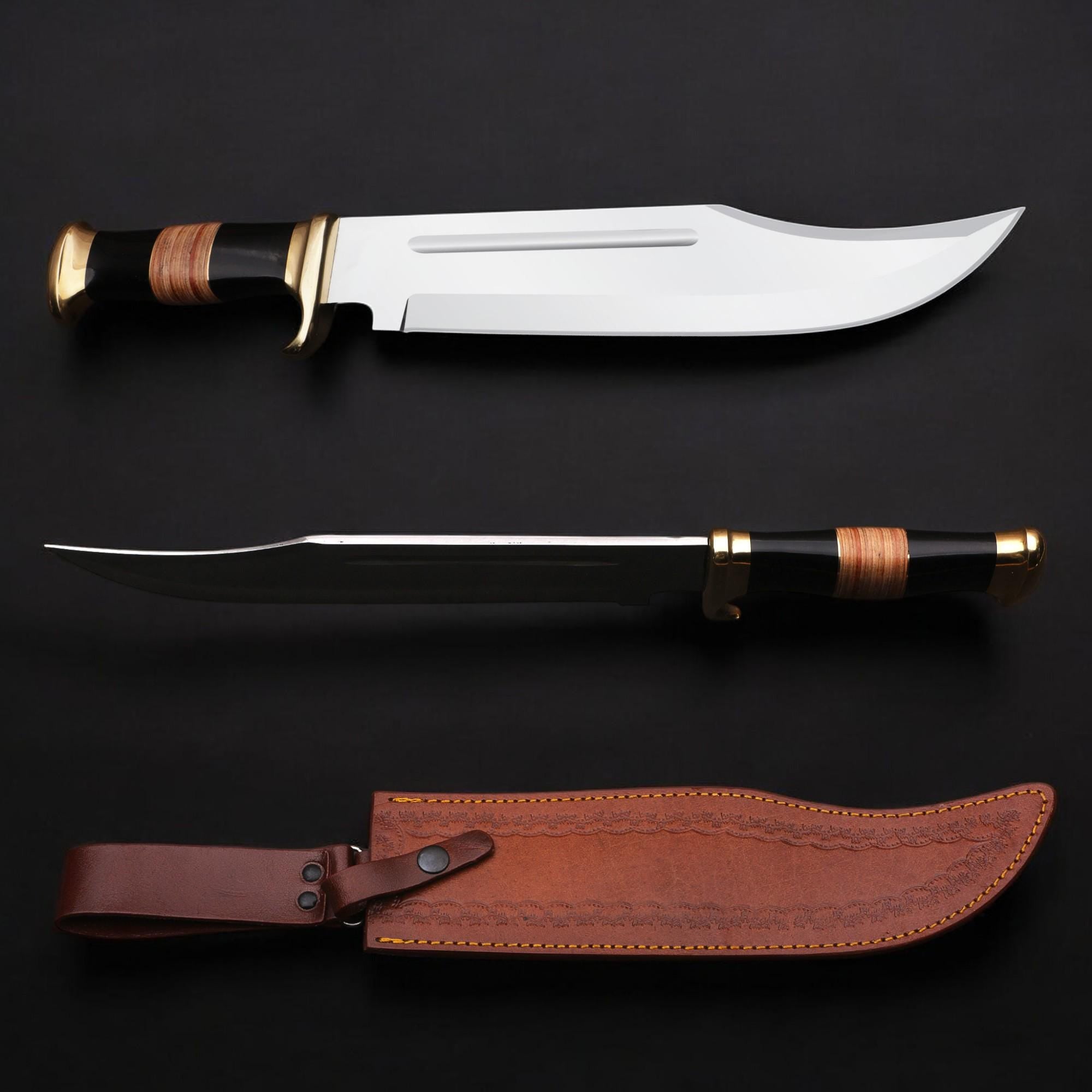 Crocodile Dundee Bowie Knife HandForged 18" Stainless Steel Blade Bull Horn Handle Hunting Camping Bushcraft Fishing Kitchen Knives Gift EDC