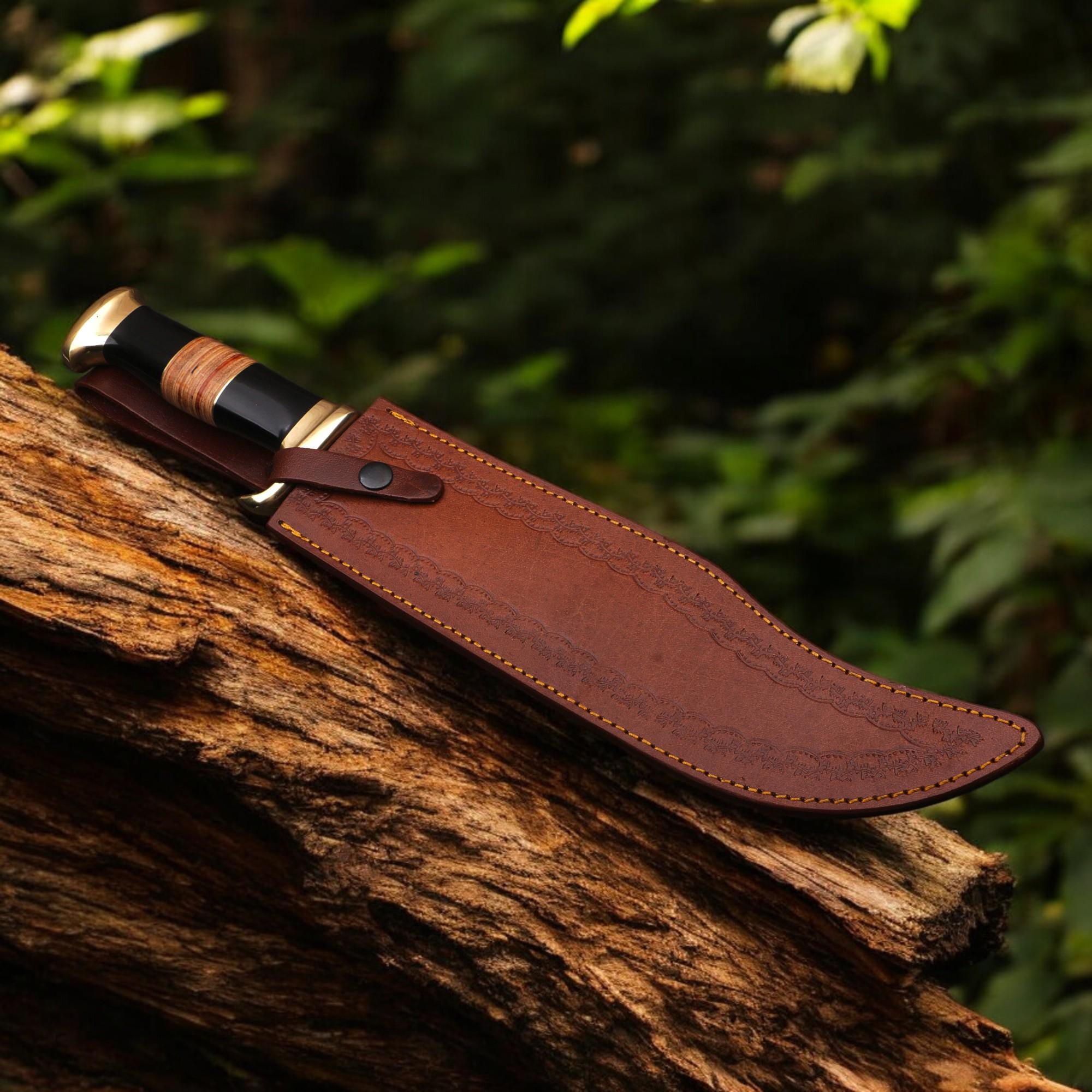 Crocodile Dundee Bowie Knife HandForged 18" Stainless Steel Blade Bull Horn Handle Hunting Camping Bushcraft Fishing Kitchen Knives Gift EDC