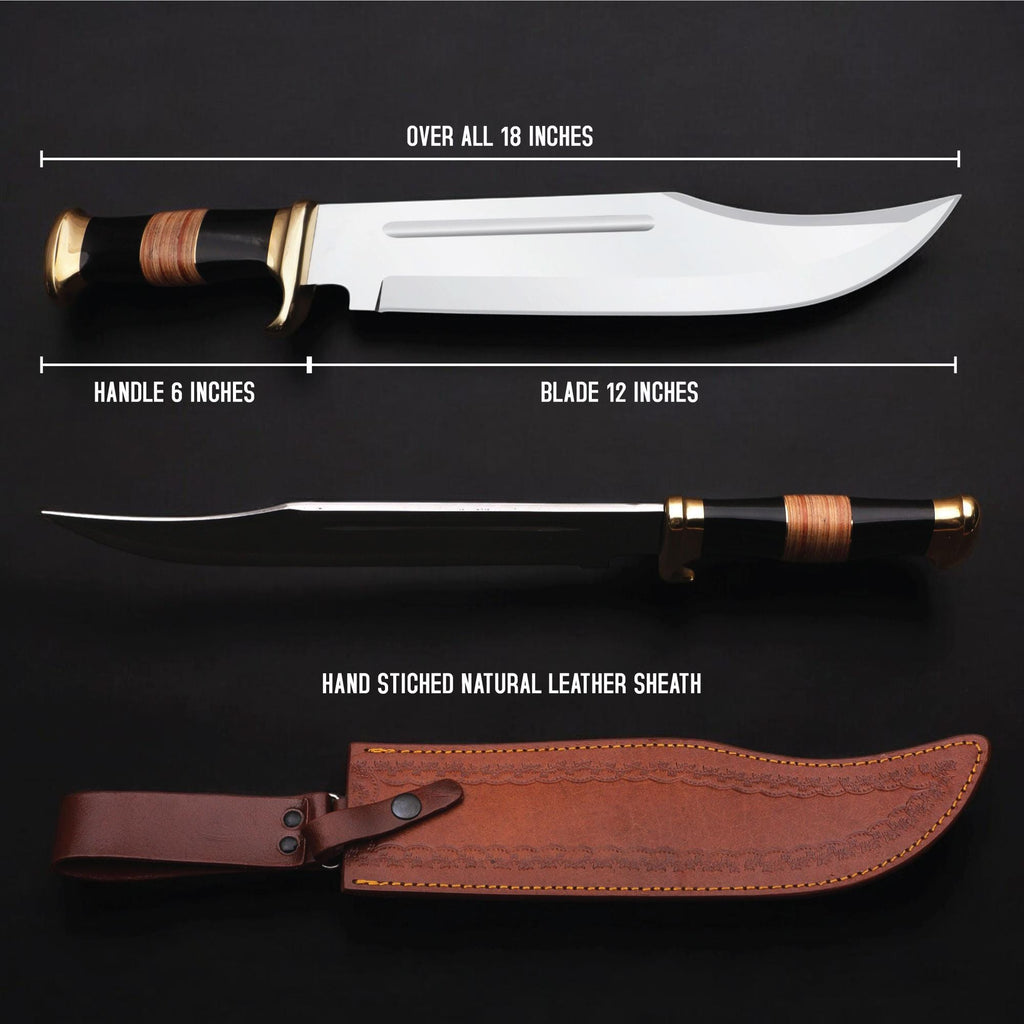 Crocodile Dundee Bowie Knife HandForged 18" Stainless Steel Blade Bull Horn Handle Hunting Camping Bushcraft Fishing Kitchen Knives Gift EDC
