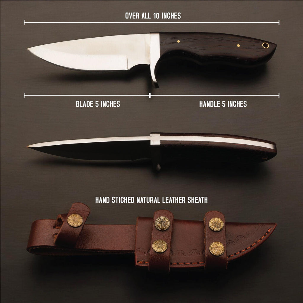 Handmade Hunting Knife 10"  Wenge Wood Handle Skinner EDC Chef GiftOutdoor Cutlery Camping Kitchen Knives Bushcraft Fishing Craft Cookware