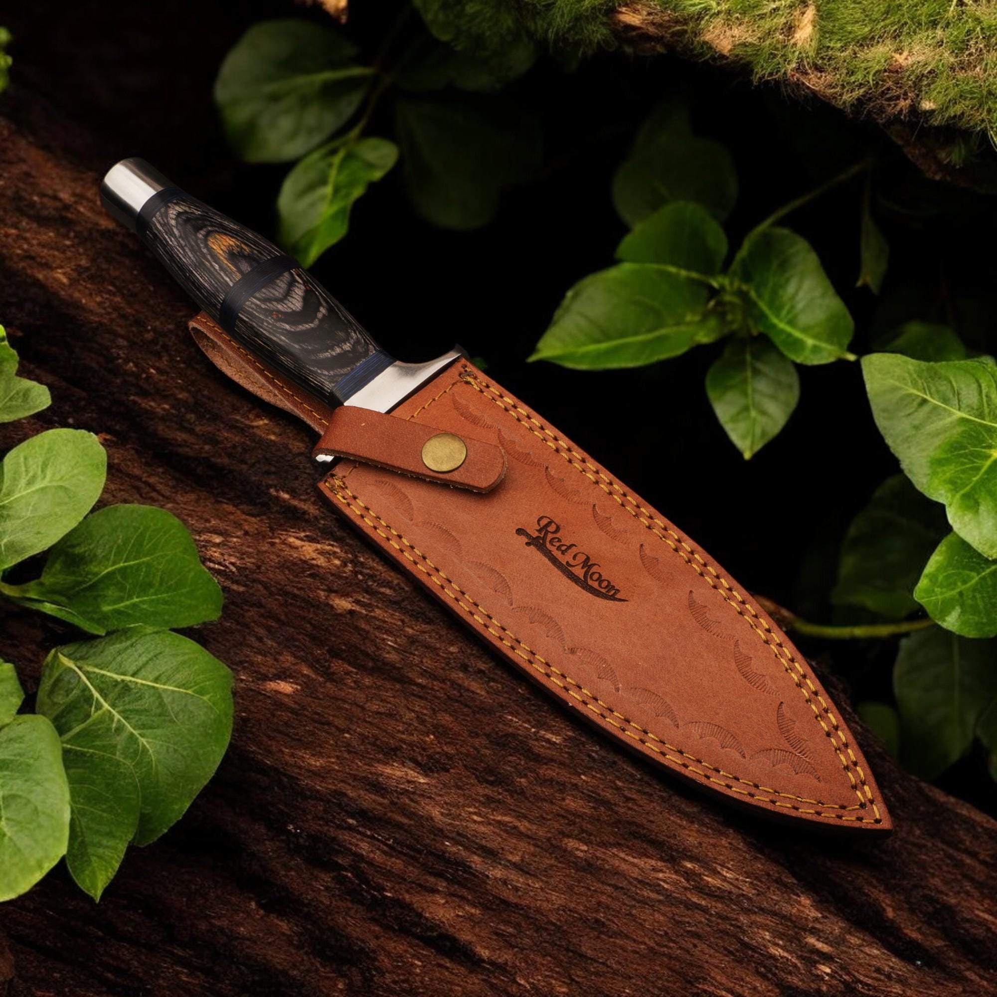 HandForged 13" Stainless Steel Dagger Knife Pakka Wood Handle Outdoor Survival Hunting Gift Bushcraft Fishing Craft Kitchen Knives Cutlery